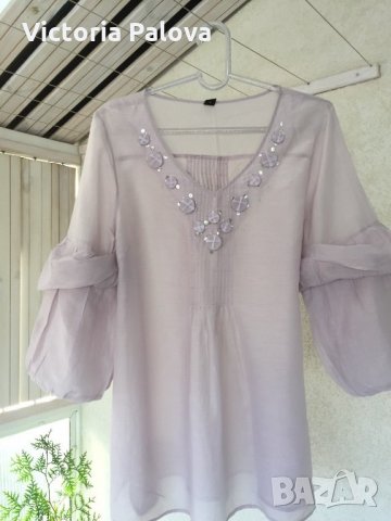Разкошна блуза коприна и памук, снимка 1 - Туники - 25593818