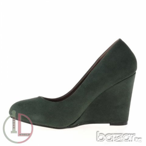 Ликвидация!Зелени обувки на ниска платформа, снимка 3 - Дамски обувки на ток - 7041162