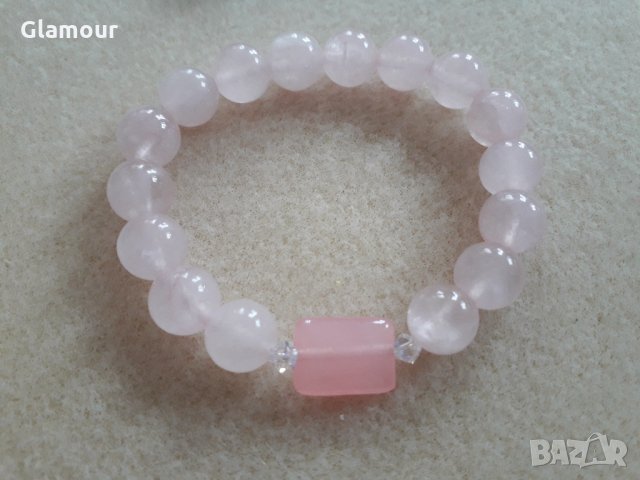 Гривна с розов кварц , снимка 2 - Гривни - 24299565