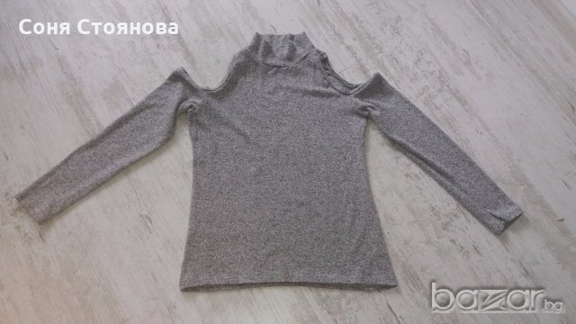 Дамска блуза, сива, с голи рамене, изключително мека материя, снимка 3 - Блузи с дълъг ръкав и пуловери - 18483154