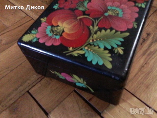 Бакелитова кутия стара за бижута ръчно рисувана, снимка 6 - Декорация за дома - 23311013