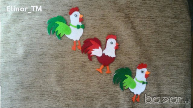 Ръчно изработени петлета от филц-4 размера-от 6 до 21 см., снимка 7 - Други - 15095300