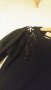 Вълнена черна рокля от мерино, с апликация от мъниста, машинно плетена, снимка 2