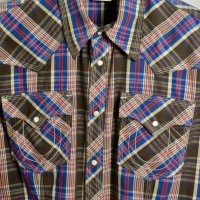 $148 Мъжка риза True Religion Western Pearl Button Snap Plaid Shirt 100% памук М, снимка 2 - Ризи - 26071018