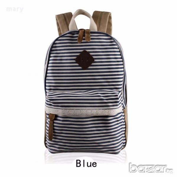 голяма раница на сини черти с велур и дантела, снимка 1