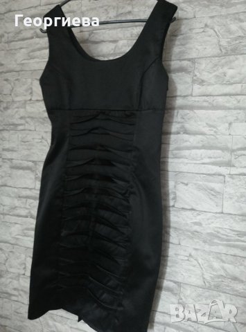 Черна сатенена рокля, снимка 3 - Рокли - 22892163