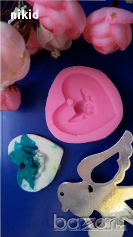 малко ангелче ангел в сърце с дупка силиконов молд форма  за фондан украса торта декорация мъфини, снимка 2 - Форми - 18173235