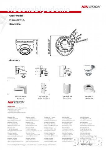 Метална Водоуст. Hikvision DS-2CE56D8T-ITMЕ 2 MP Широкоъгълен 2.8mm обектив Нощен Режим 20 Метра PoC, снимка 5 - HD камери - 25708085