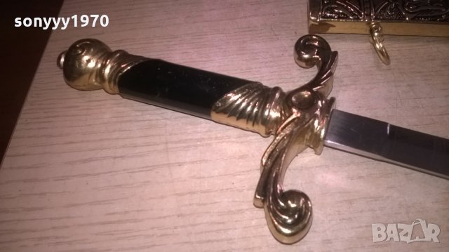 нож сабя-златна кама с ножница-метални-38х11см-внос швеицария, снимка 14 - Колекции - 23662044