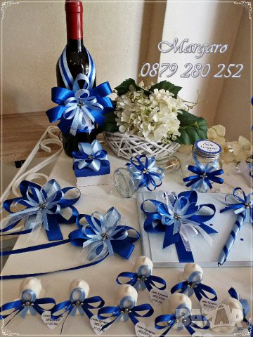 Аксесоари за кръщене и подаръчета в светло синьо и кралско синьо, снимка 2 - Подаръци за кръщене - 21764945