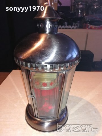 иноксов фенер с стъкла-за свещ-внос холандия-34х19см, снимка 15 - Колекции - 20893381