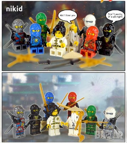 8 фигурки за Лего конструктор Ninjago Нинджаго за игра и украса на торта пластмасови 