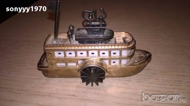 Мини ретро колекция-параход-бронз/месинг-9х6х4см-внос швеицария, снимка 7 - Антикварни и старинни предмети - 17469666