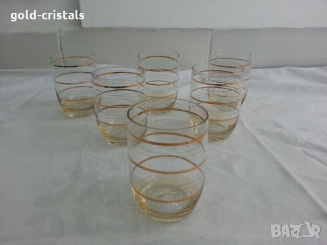 Ретро чашки за ракия с златен кант, снимка 5 - Антикварни и старинни предмети - 23869733