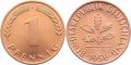 Монети с номинал 1 пфениг отсечени през различни години 