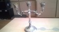 ретро свещник-made in hong kong-silver plated-26х25х12см-внос швеицария, снимка 1