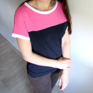 Дамска блуза в розово и тъмно синьо, снимка 2 - Корсети, бюстиета, топове - 10779284