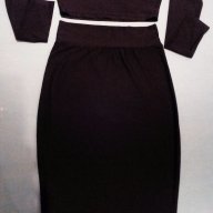 Черен комплект-пола и къса блуза букле на H&M;Черна къса жилетка, снимка 8 - Костюми - 16444096