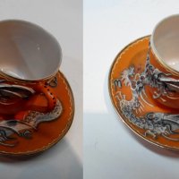 Японски порцеланови чашки с чинийки, снимка 4 - Антикварни и старинни предмети - 23038665