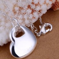 Масивен, дамски сребърен комплект със сърце-925 проба, снимка 1 - Колиета, медальони, синджири - 14788234