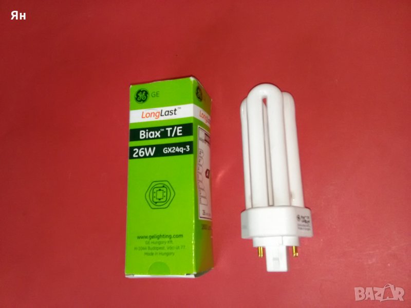  Енергоспестяваща Флуоросцентна Лампа GE Biax Т/E-26W-GX24q-3 , снимка 1
