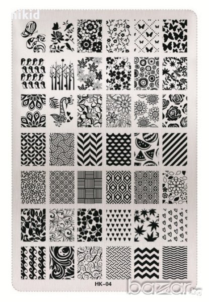 огромен Шаблон за щампа печати за нокти плочка HK-04 номер, снимка 1