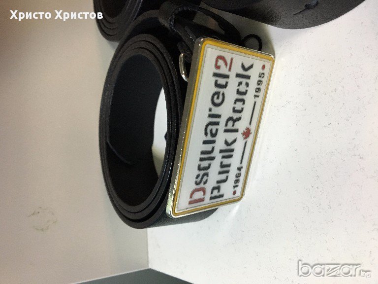 Колани DSQUARED2 Leather D2 Plaque Belt, снимка 1