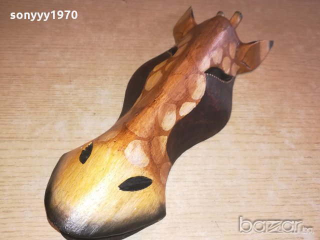 дървена маска-31х12х6см-жираф-внос швеицария, снимка 4 - Колекции - 20984790