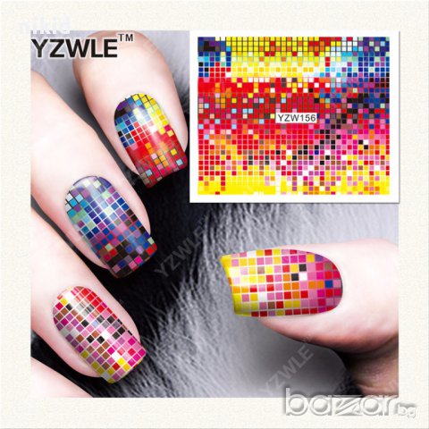 YZW 156 татос ваденки водни стикери за нокти маникюр диско шарки 