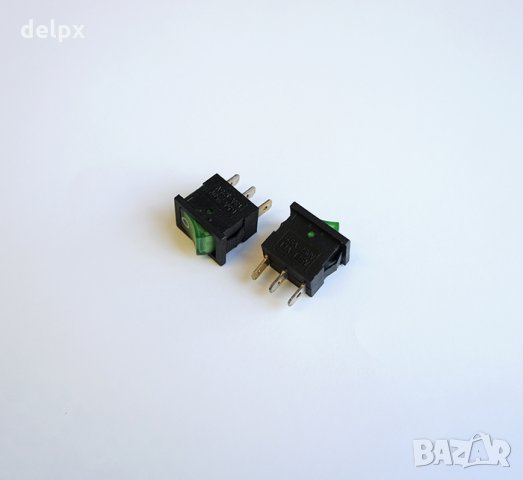Ключ с 2 положения светещ зелен 250V 6,5A 19x13mm, снимка 1