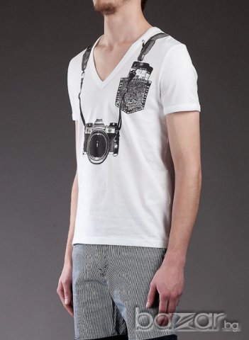 FRANKIE MORELLO WHITE CAMERA PRINT Мъжка Тениска size S, снимка 2 - Тениски - 6490615
