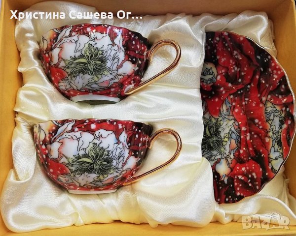  Красив коледен комплект за чай или кафе , снимка 1 - Коледни подаръци - 23656176