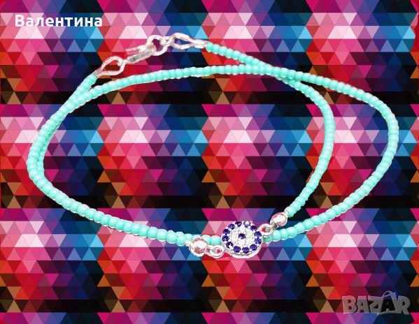  2 в 1 двойна гривна или гердан сребро и цирконий+Подарък, снимка 4 - Гривни - 22264485