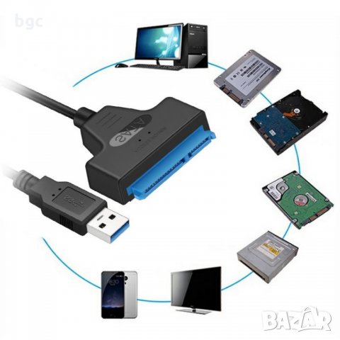НОВ Кабел USB 2.0 / USB 3.0 към SATA 2 3 Adapter кабел за връзка към хардиск 2.5" Твърд Външен Диск , снимка 3 - Лаптоп аксесоари - 24563612