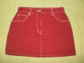 Къса дънкова пола цвят бордо,размер 34/128,нова , снимка 2