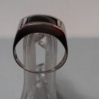 Стар сребърен руски СССР пръстен с оникс и злато, снимка 11 - Пръстени - 22801042