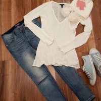 MANGO Бяла дамска блуза, снимка 5 - Блузи с дълъг ръкав и пуловери - 20037841