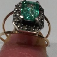 Стар античен дамски златен пръстен,с изумруд и диаманти, снимка 13 - Пръстени - 16741614