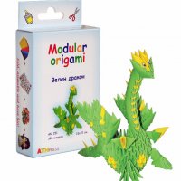 Комплект за изработване на модулно оригами Зелен дракон, снимка 1 - Други - 19520661
