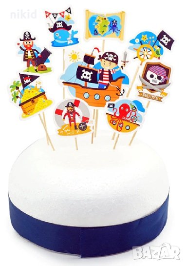 Сет 9 бр Пирати Пиратско парти топери за украса на торта за рожден ден декор, снимка 1