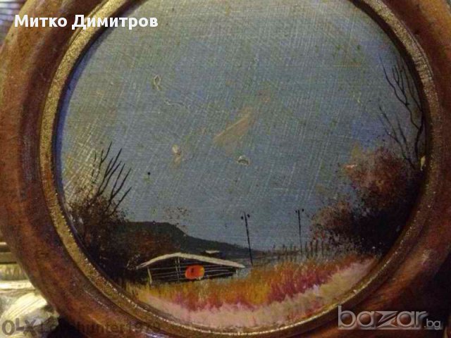 Картина стар малък пейзаж от руски автор-неподписан, снимка 4 - Картини - 10439592