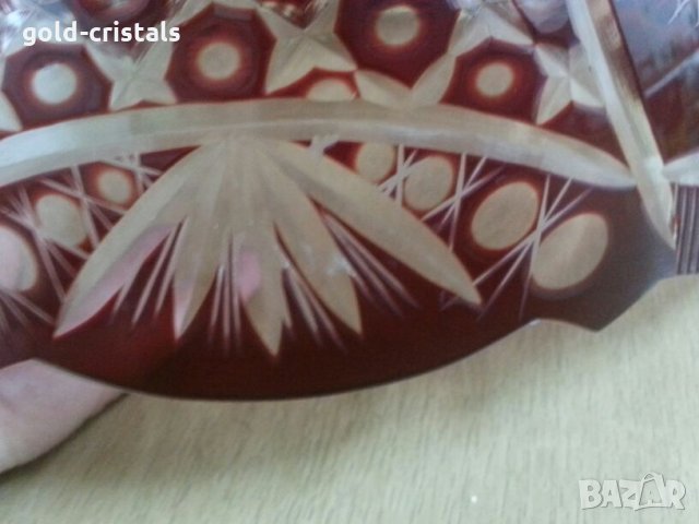  кристална купа цветен червен кристал, снимка 10 - Антикварни и старинни предмети - 25655524