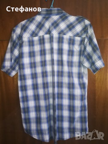 Мъжка риза с къс ръкав синьо и черно на каре, снимка 4 - Ризи - 26050322