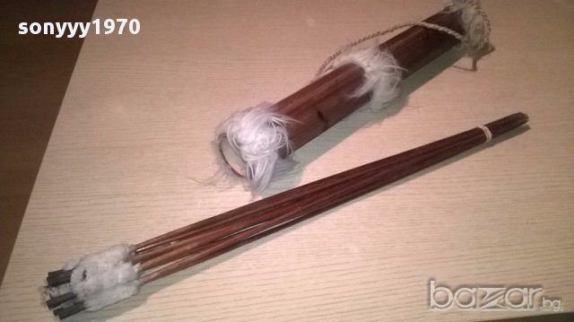Стрели комплект с кобур от бамбук-58см-внос швеицария, снимка 6 - Антикварни и старинни предмети - 17103527