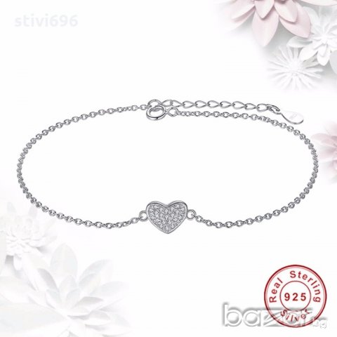 Гривна сърце S925 стерлинг. , снимка 3 - Гривни - 19610173
