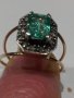 Стар античен дамски златен пръстен,с изумруд и диаманти, снимка 13