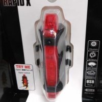 Задна светлина за велосипед, RAPID X, LED USB, снимка 3 - Части за велосипеди - 22380933