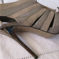 ЕСТЕСТВЕНА КОЖА на RIVER ISLAND-елегантни дамски сандали с висок ток, снимка 1 - Сандали - 20694747