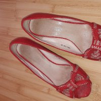 Дамски сандали от плат червени № 36, снимка 4 - Сандали - 18913498
