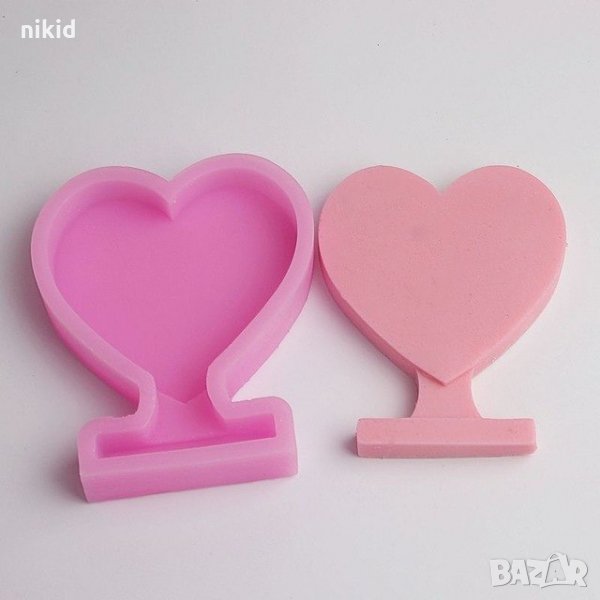 Голямо сърце на стойка силиконов молд за фондан тесто гипс калъп декорация , снимка 1